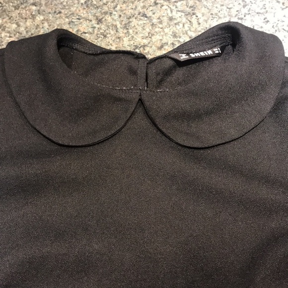 Black Shein size small blouse with scallop yolk - Picture 5 of 8